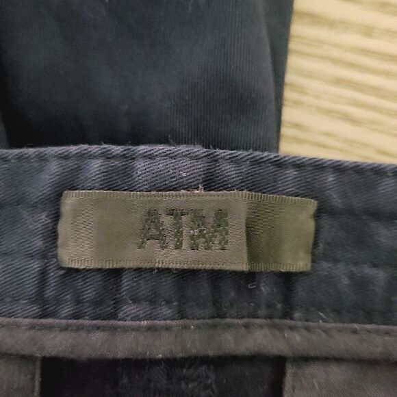 ATM Casual Pants 4 Navy Blue Poplin Pockets Skinny‎ Casual Mid-Rise Belt … - Picture 5 of 8